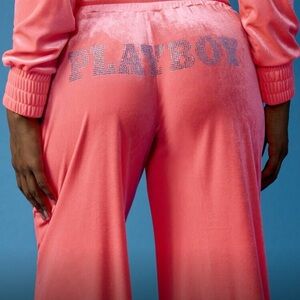Playboy / Misguided Coral Velour Lounge Pants